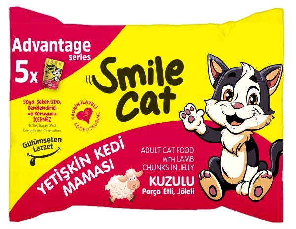 Smile Pouch Kedi Maması Yetişkin Kuzulu 85 Gr *5'Li Paket