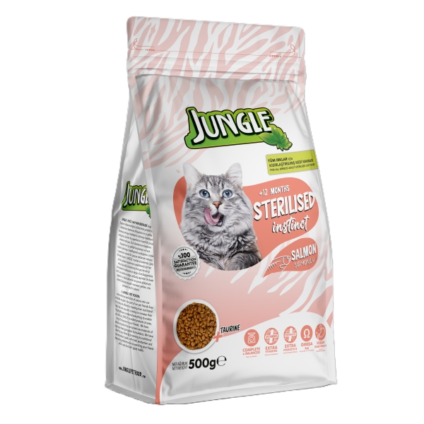 Jungle Kuru Kedi Maması Yetişkin Sterilesed & Somonlu 500 Gr