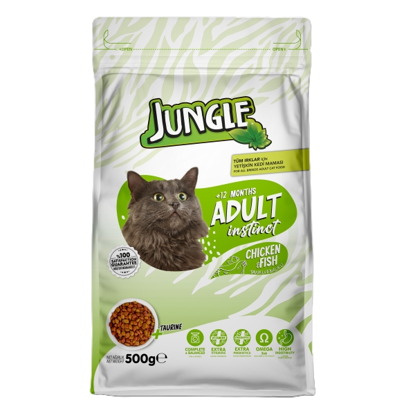 Jungle Kuru Kedi Maması Yetişkin Tavuk & Balık 500 Gr