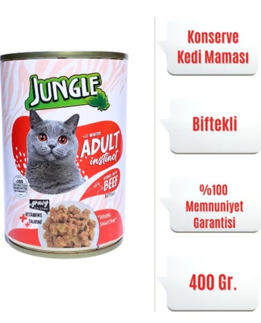 Jungle Konserve Kedi Maması Biftekli 400 Gr