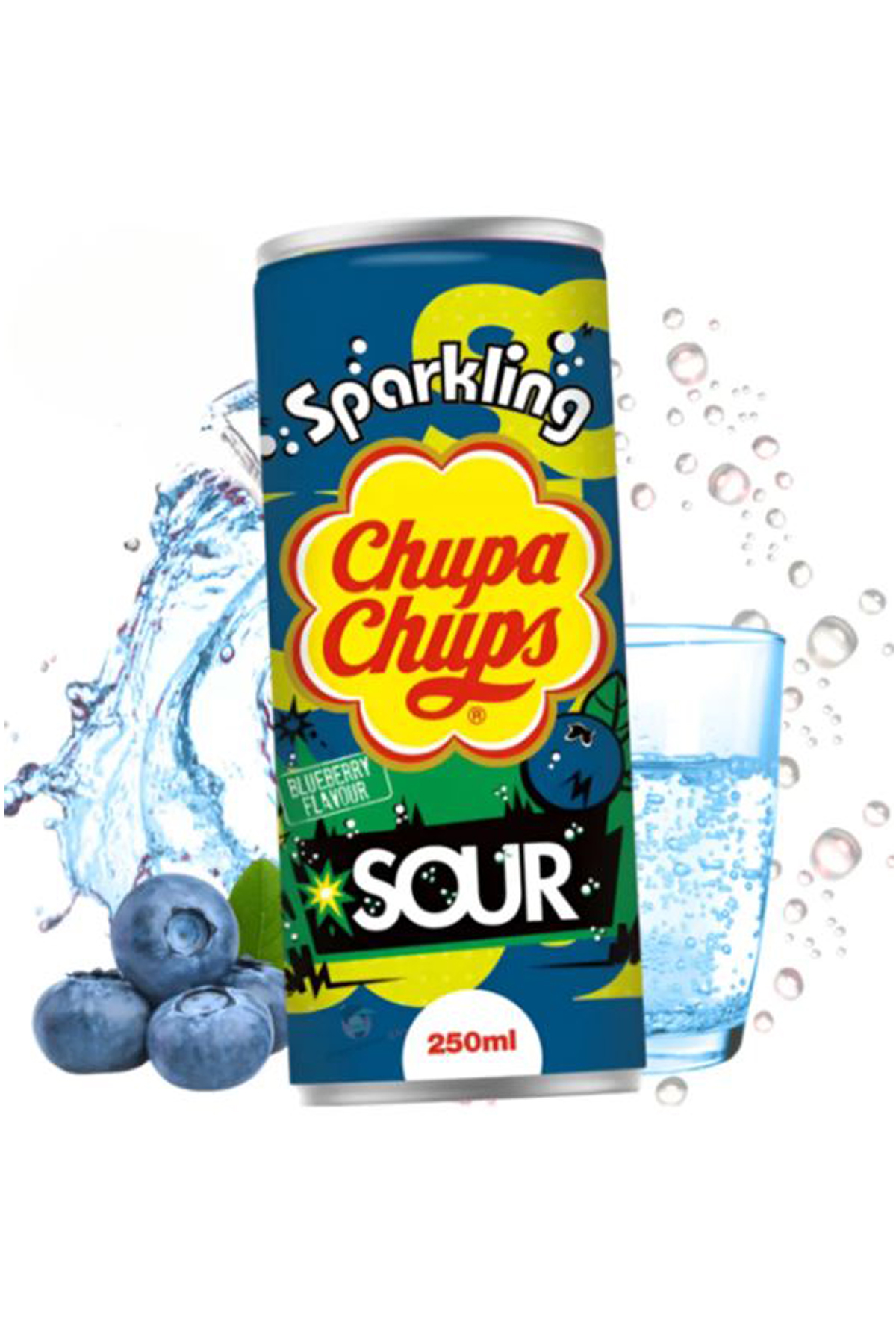 Chupa Chups Sparkli̇ng Sour Blueberry Flavour 345 Ml 