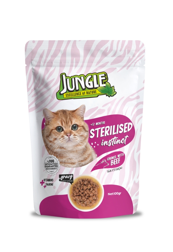 Jungle Pouch Kedi Maması Kısır & Dana Eti Parçalı 100 Gr