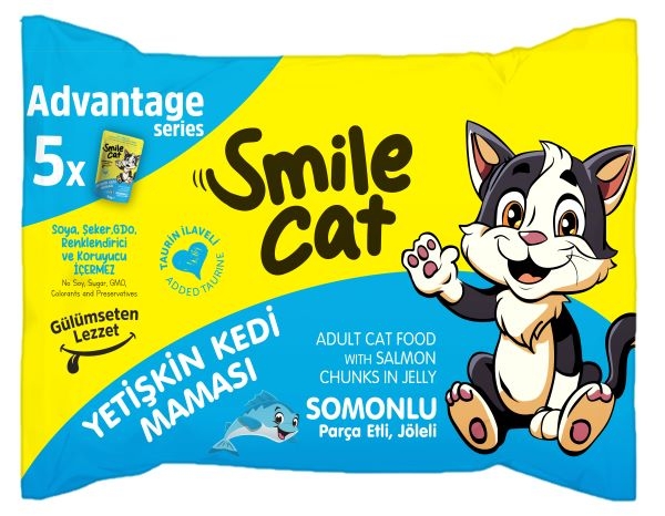 Smile Pouch Kedi Maması Yetişkin Somonlu 85 Gr *5'Li Paket