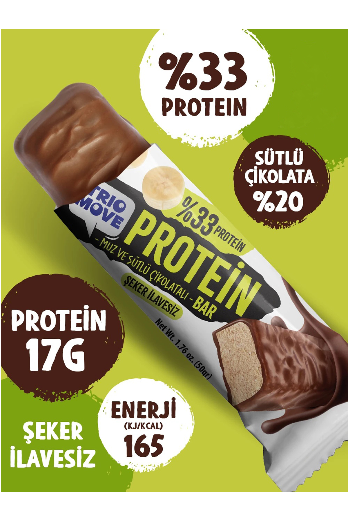 Trio Move %33 Protein Bar Muz Ve Sütlü 50 Gr