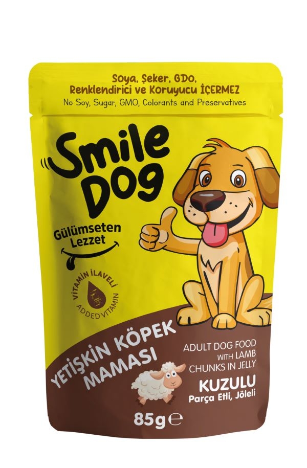 Smile Pouch Köpek Maması Küçük & Orta Irk Kuzulu 85 Gr