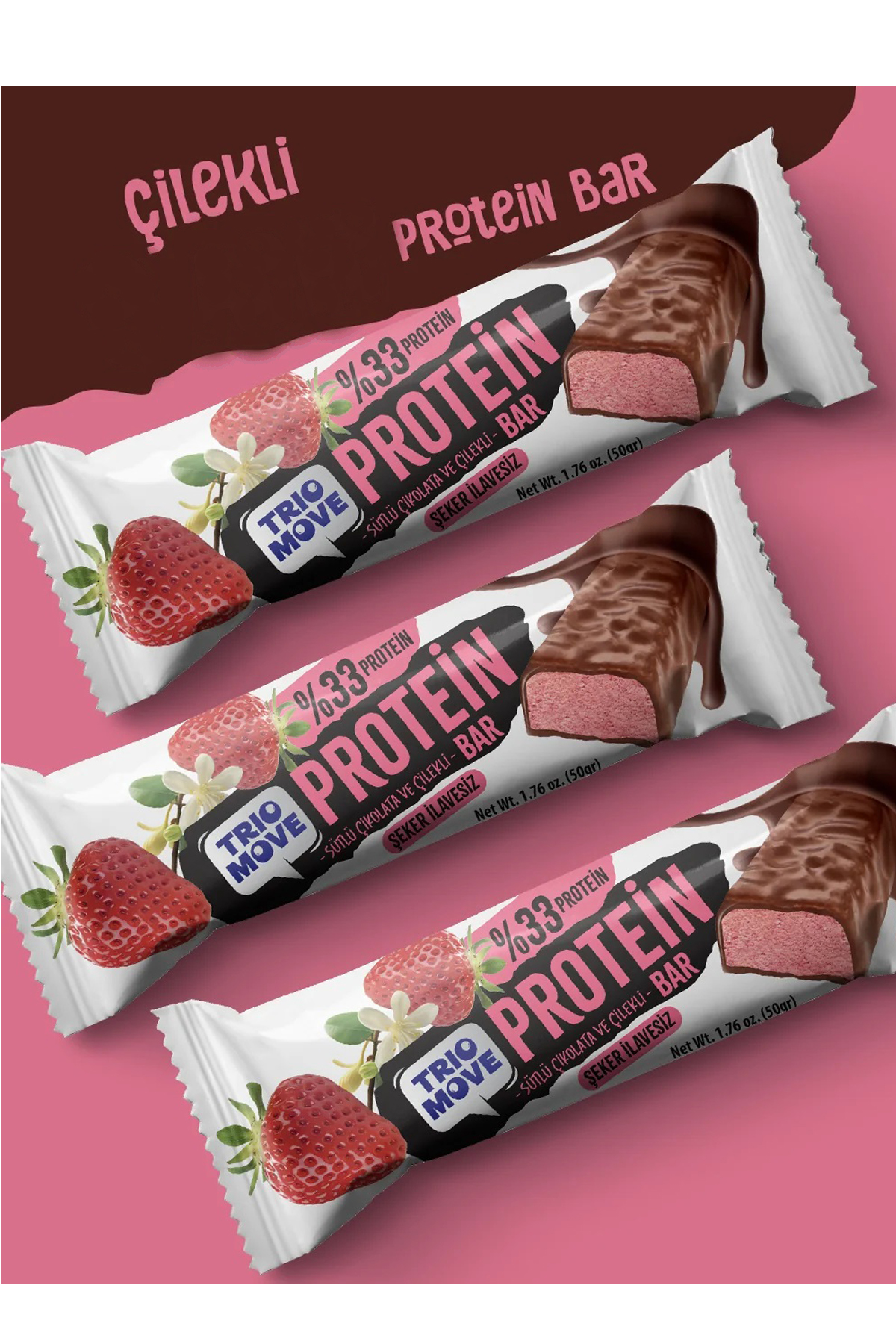 Trio Move %33 Protein Bar Vani̇lya Ve Çi̇lek 50 Gr