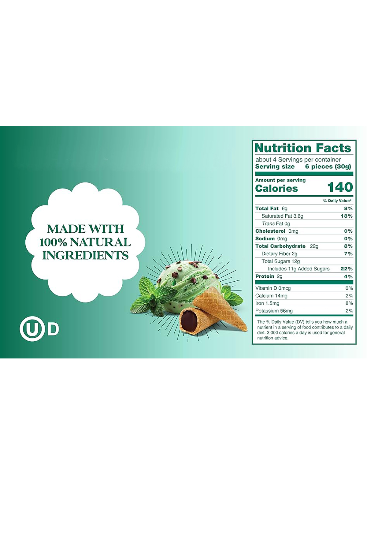Got Milk Mini Waffle Cones Mint Dark Chocolate Chip 119 gr