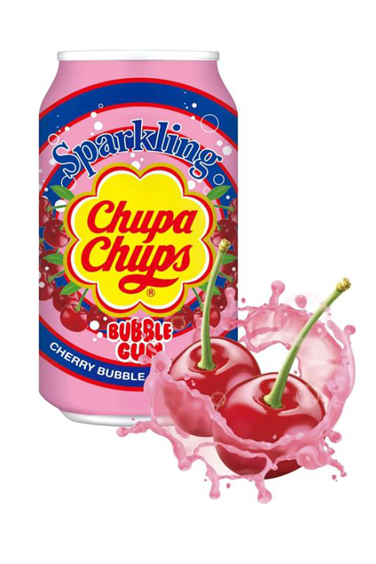Chupa Chups Sparkli̇ng Cherry Bubble Gum Flavour 345 Ml 