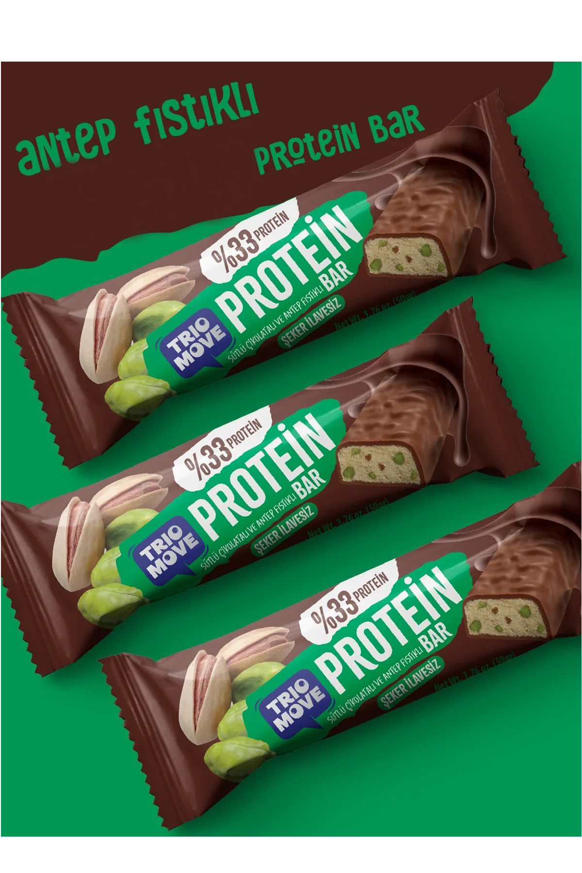 Trio Move %33 Protein Bar Antep Fıstıklı ve Sütlü 50gr