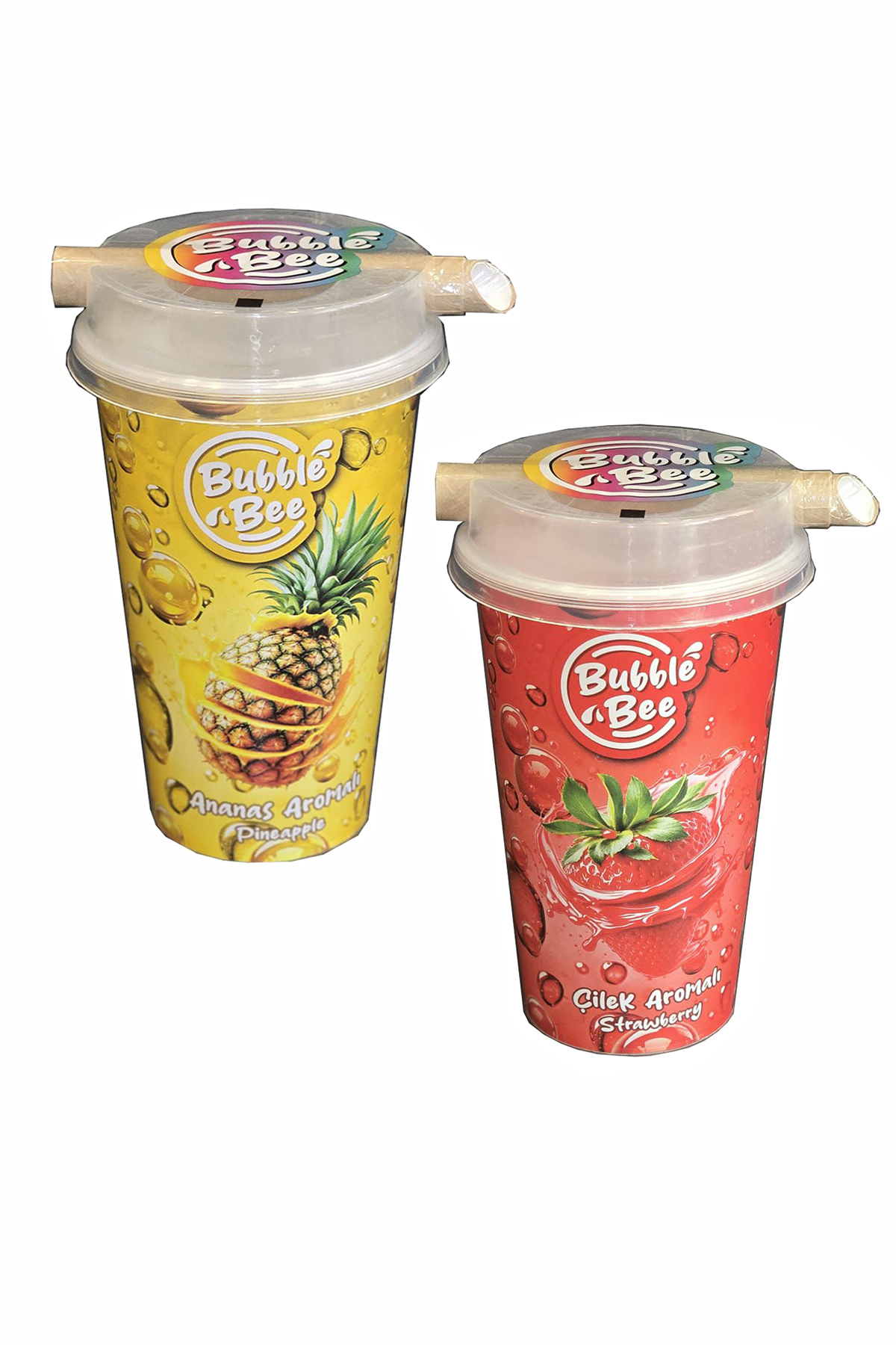 BUBBLE BEE 4 Ananas – 4 Çilek Aromalı İçecek 350 ml – Karma Koli 8’li