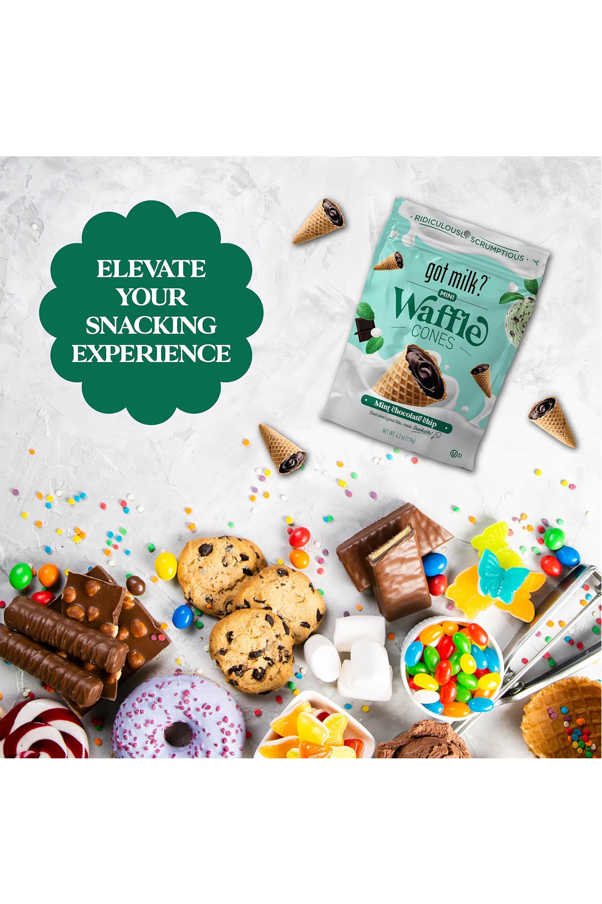 Got Milk Mini Waffle Cones Mint Dark Chocolate Chip 119 gr