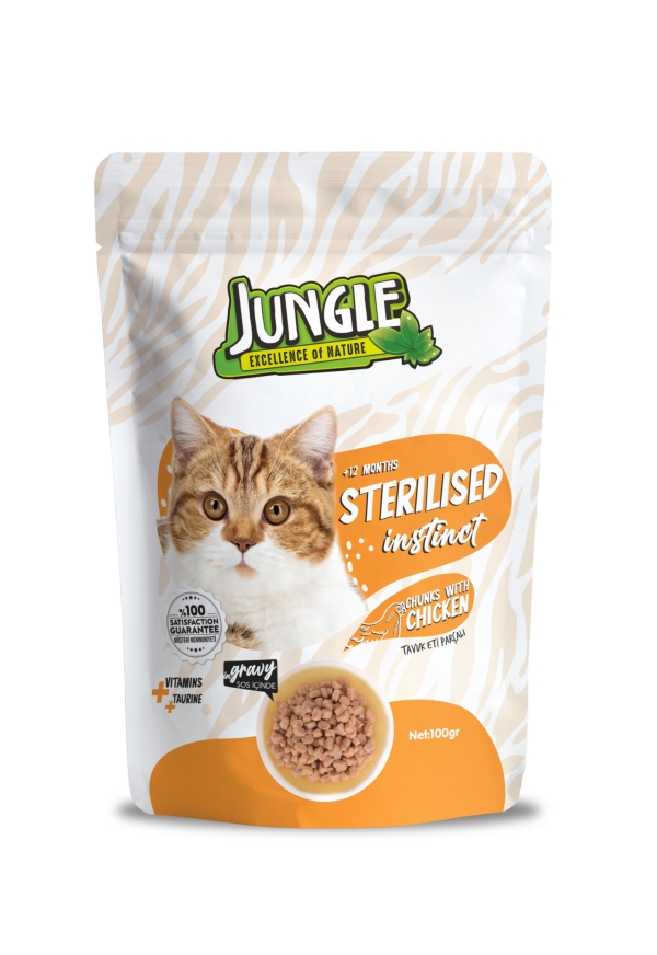 Jungle Pouch Kedi Maması Kısır & Tavuk Parçalı 100 Gr