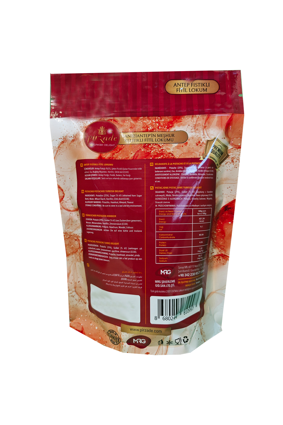 Pîrzade Premium Quality Antep Fıstıklı Fitil Lokum 150 gr
