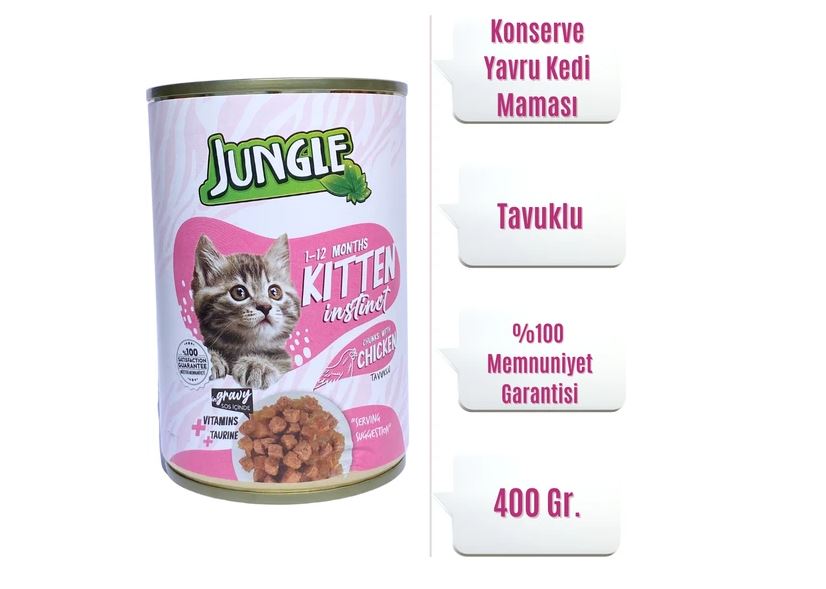 Jungle Konserve Kedi Maması Yavru Tavuklu 400 Gr