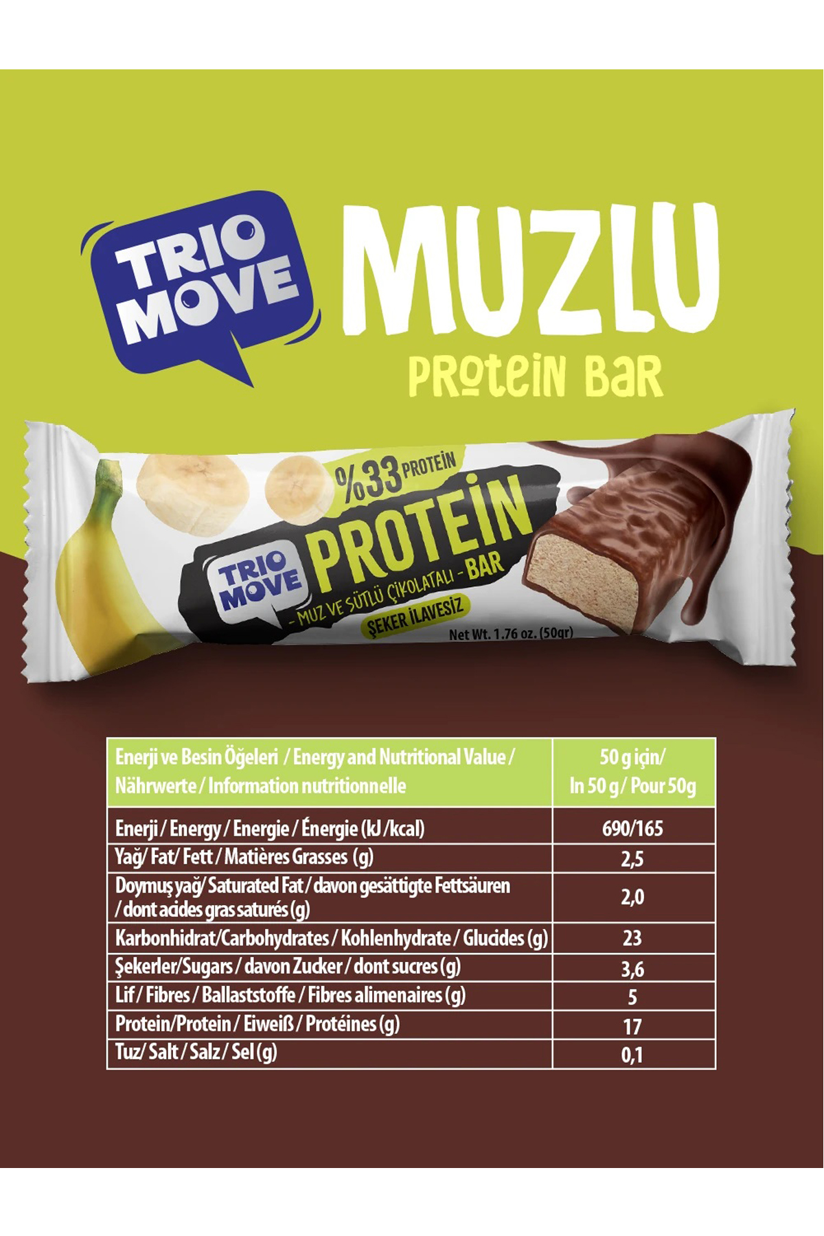 Trio Move %33 Protein Bar Muz Ve Sütlü 50 Gr