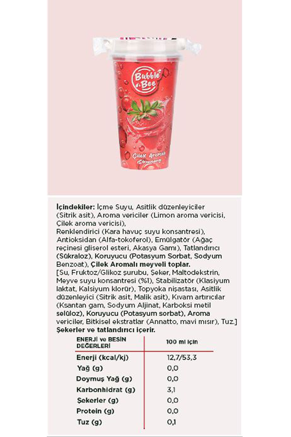 Bubble Bee Strawberry (Çilek Aromalı) 350 ml