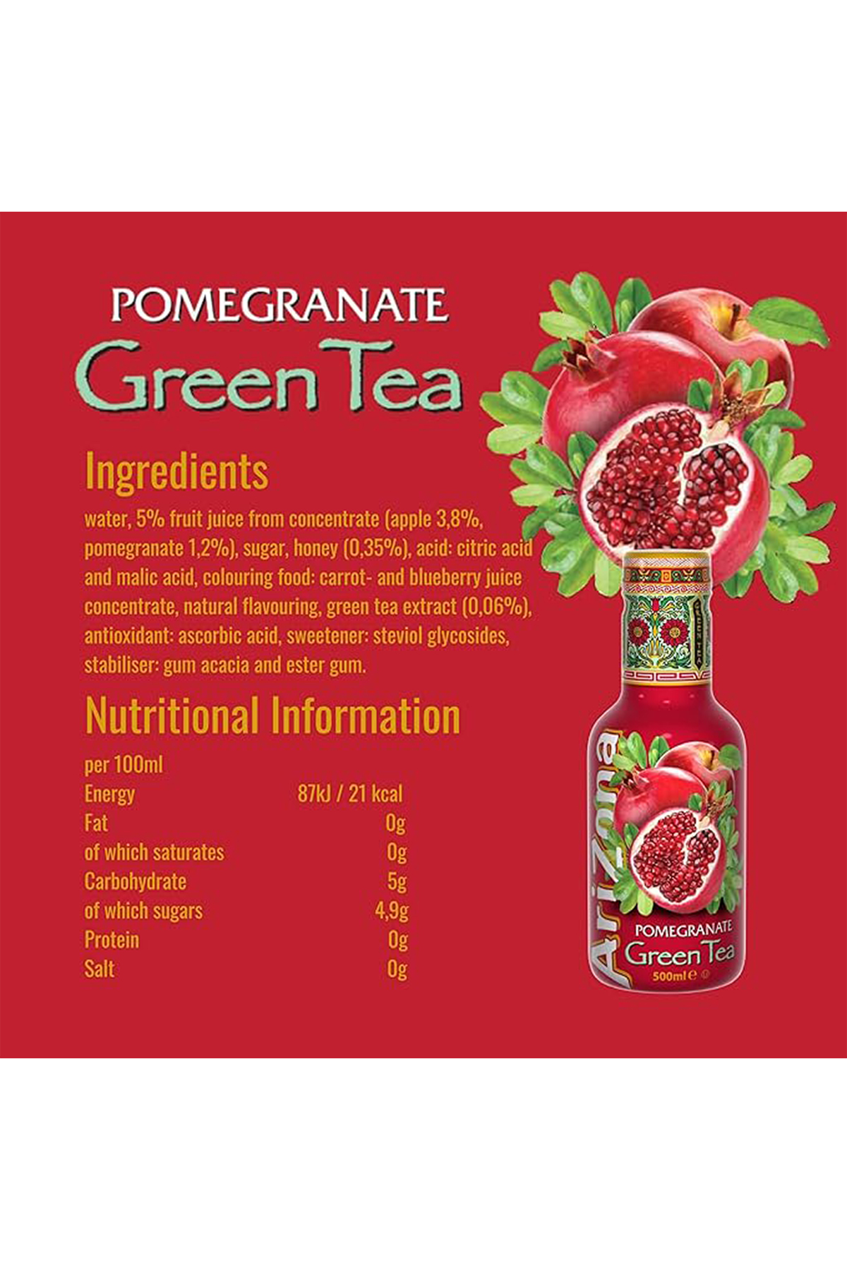 Arizona Pomegranate Green Tea 450 ml