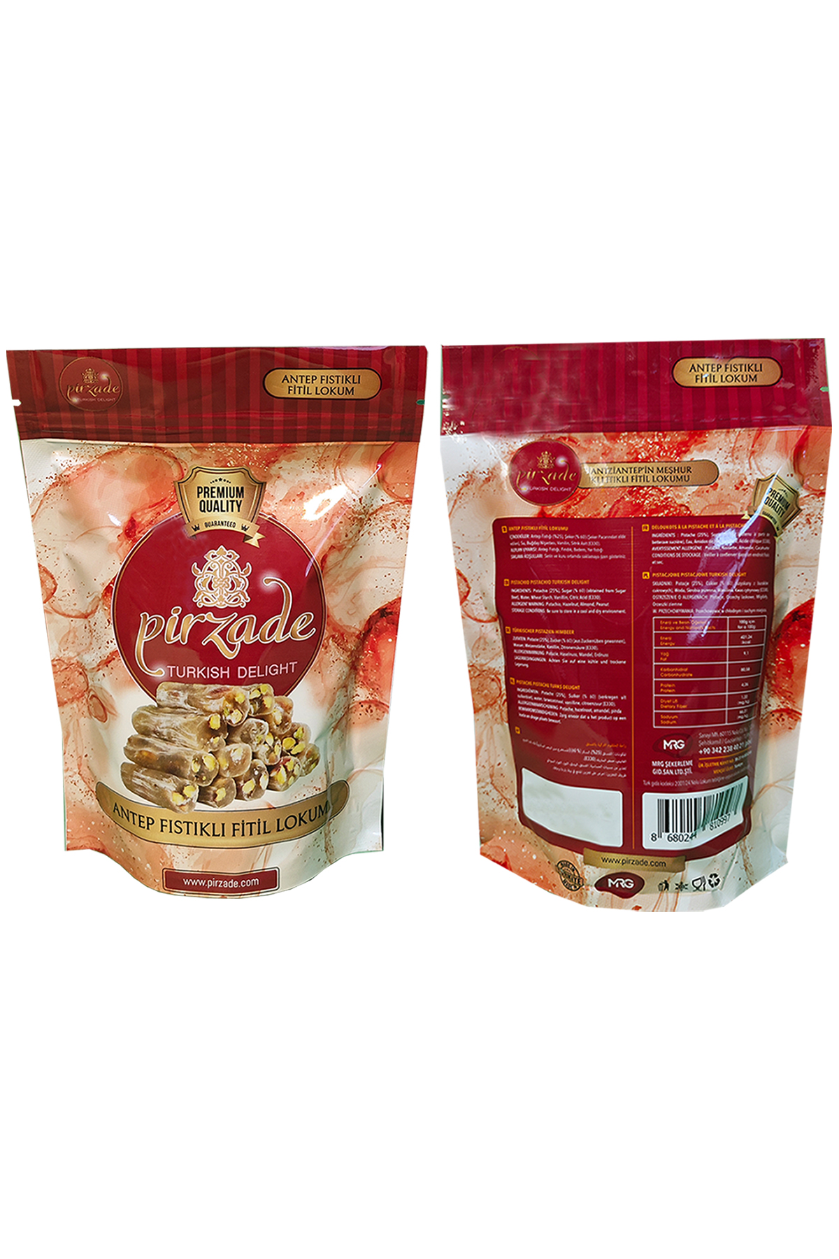 Pîrzade Premium Quality Antep Fıstıklı Fitil Lokum 150 gr
