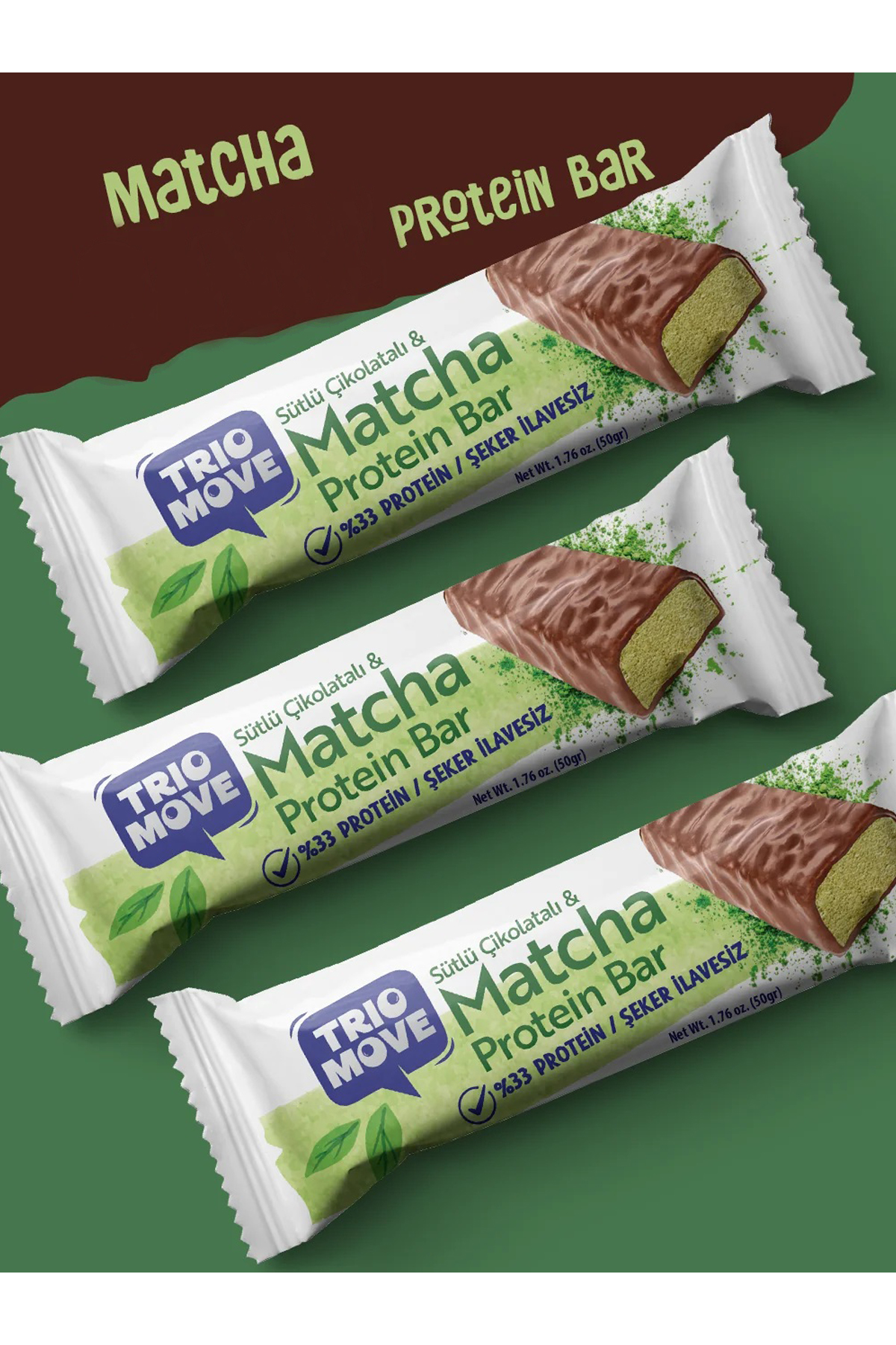 Trio Move %33 Protein Bar Matchalı ve Sütlü 50 Gr