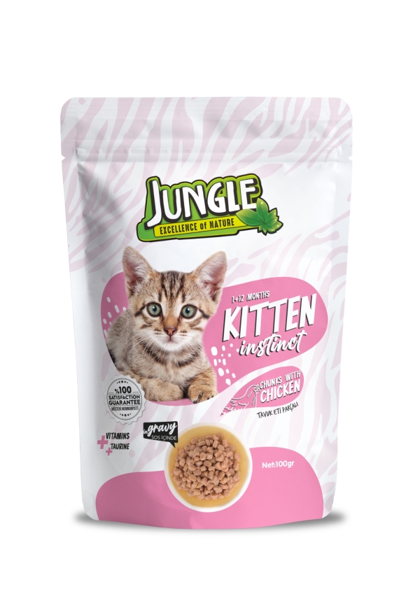 Jungle Pouch Kedi Maması Yavru Tavuk Parçalı 100 Gr