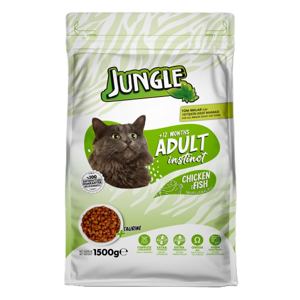 Jungle Kuru Kedi Maması Yetişkin Tavuk & Balıklı 1,5 Kg