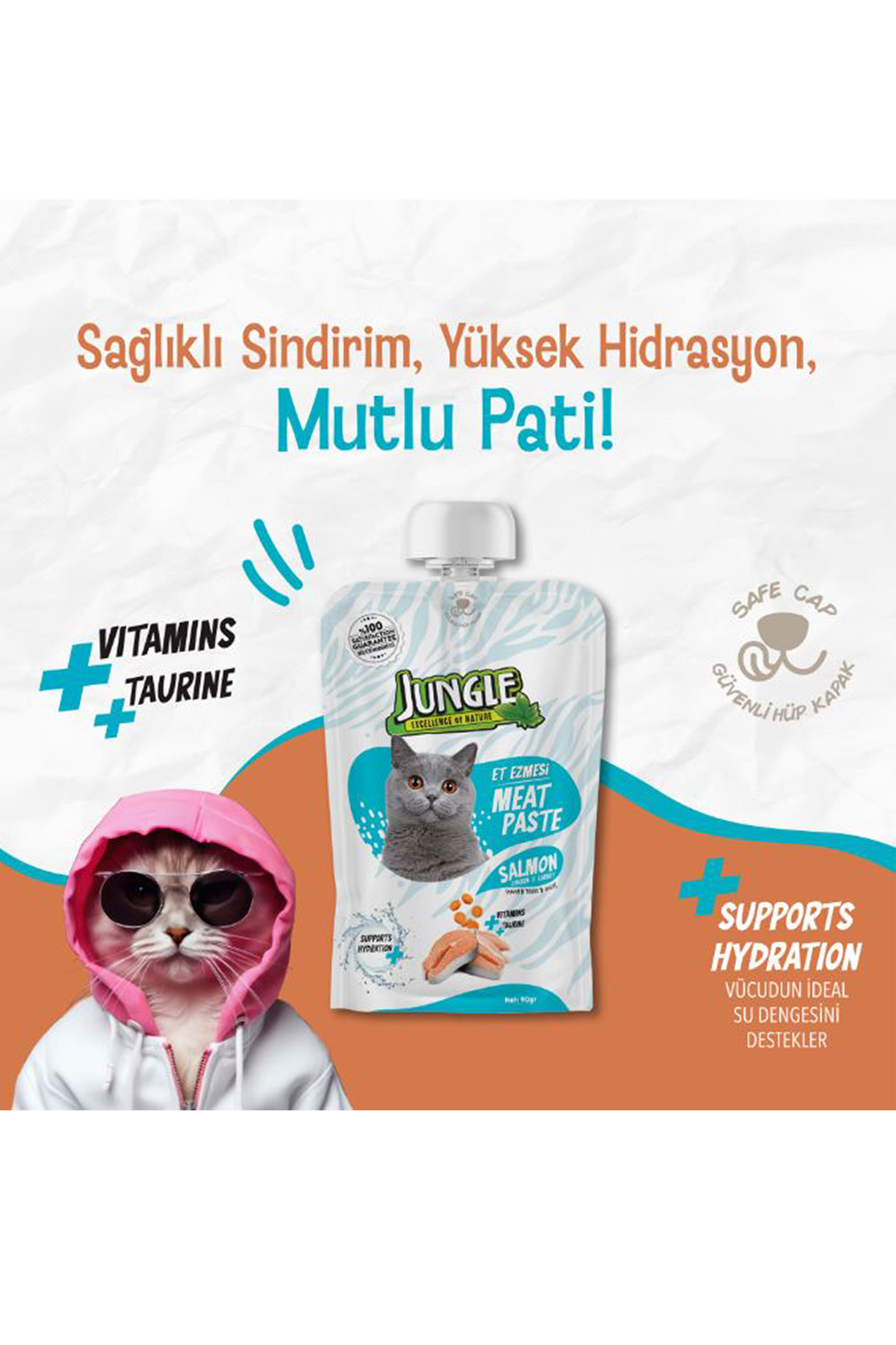 Jungle Meat Paste - Et Ezmesi Kedi Taze Somonlu & Tavuklu 90 Gr
