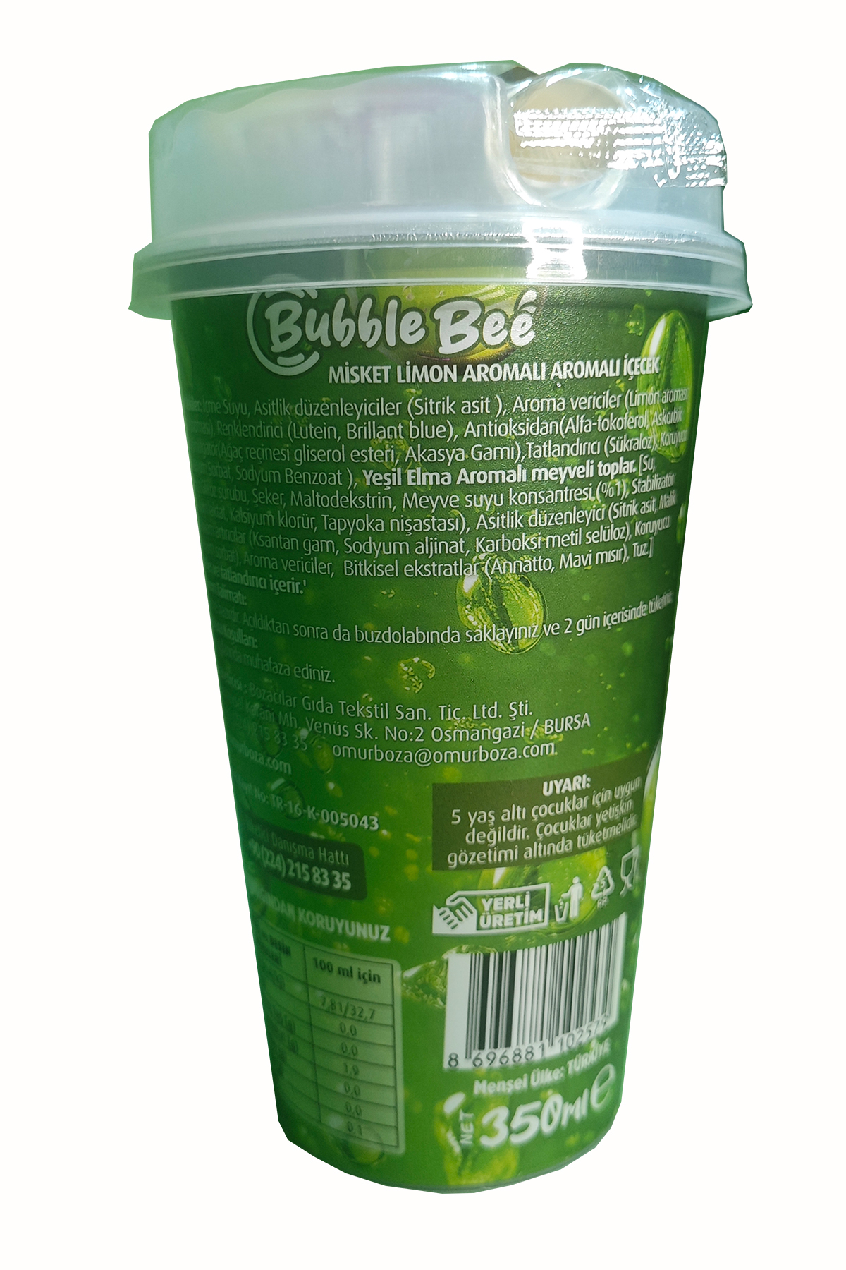 Bubble Bee Cool Lime (Misket Limon Aromalı) 350 ml