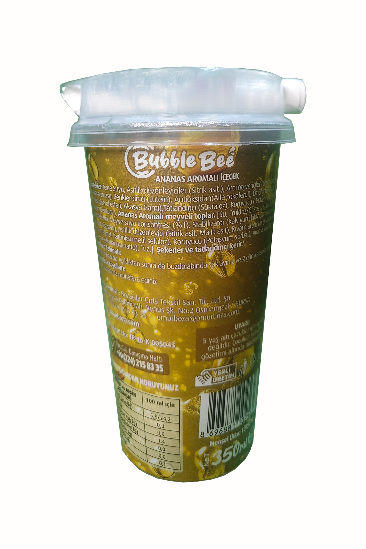 Bubble Bee Pineapple (Ananas Aromalı) 350 ml