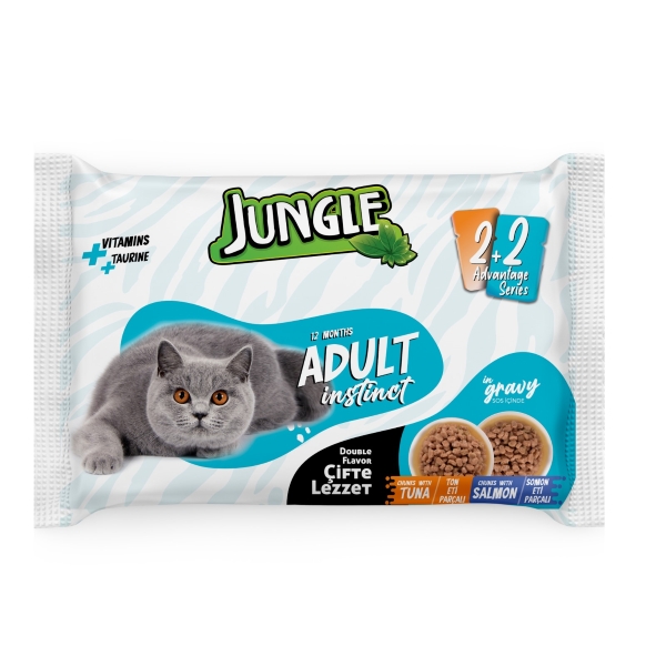 Jungle Pouch Kedi Maması Ton & Somonlu 100 Gr *4'Lü Paket