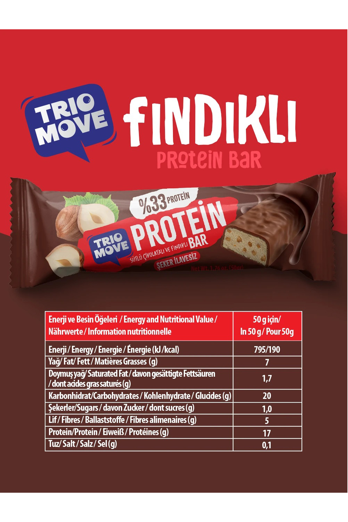 Trio Move %33 Proteın Bar Fındıklı Ve Sütlü 50 Gr