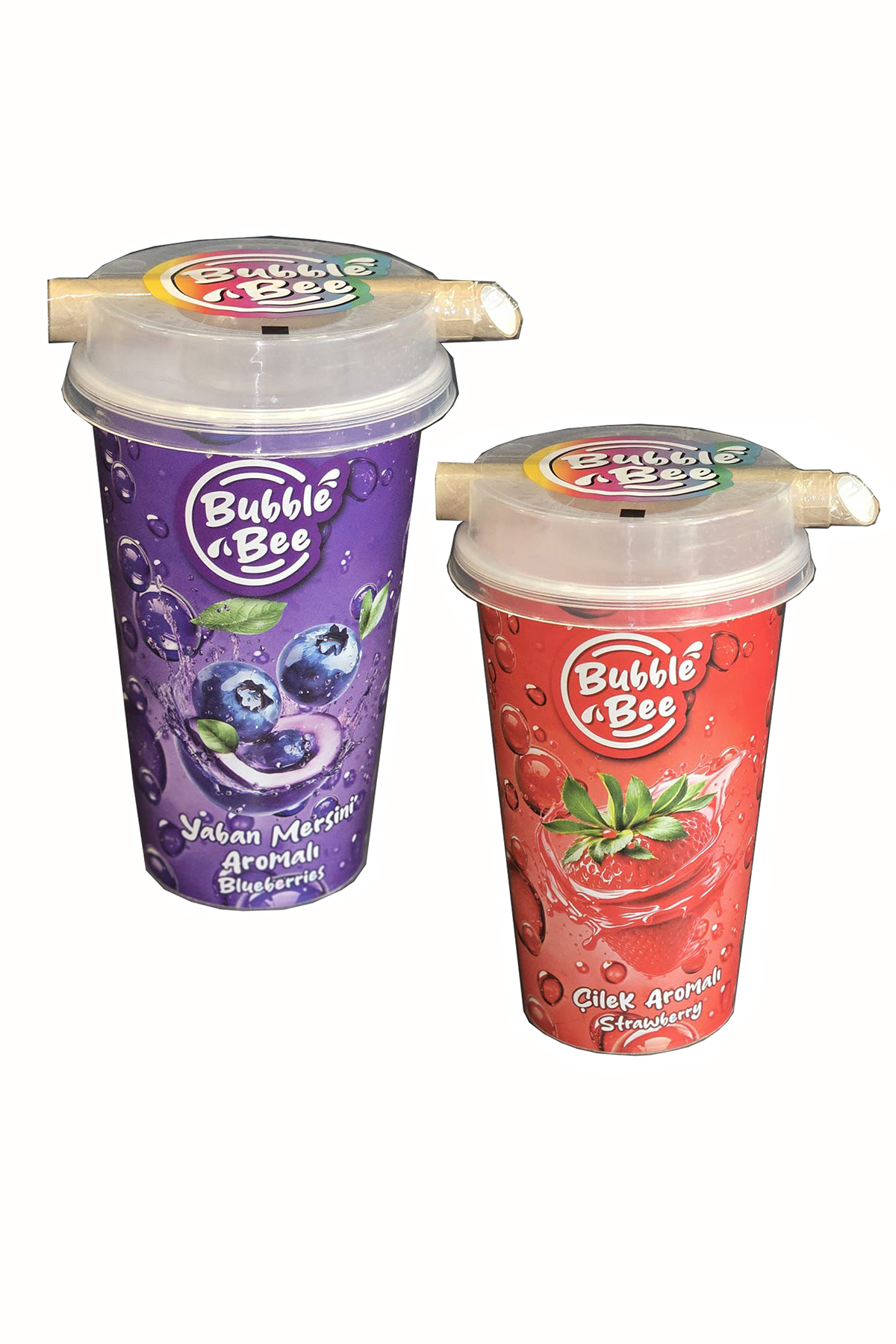 BUBBLE BEE 4 Çilek – 4 Yaban Mersini Aromalı İçecek 350 ml – Karma Koli 8’li