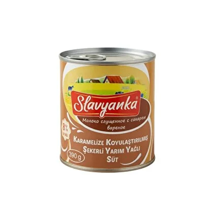 SLAVYANKA KARAMELİZE KOYULAŞTIRILMIŞ ŞEKERLİ YARIM YAĞLI SÜT 390 GR