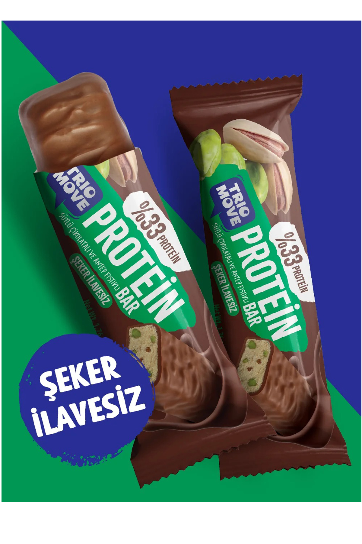Trio Move %33 Protein Bar Antep Fıstıklı ve Sütlü 50gr