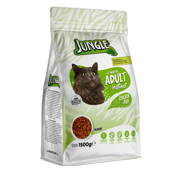 Jungle Kuru Kedi Maması Yetişkin Tavuk & Balıklı 1,5 Kg