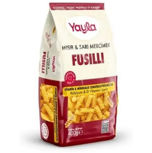 Yayla Mısır Ve Sarı Mercimek Fusilli 400 Gr
