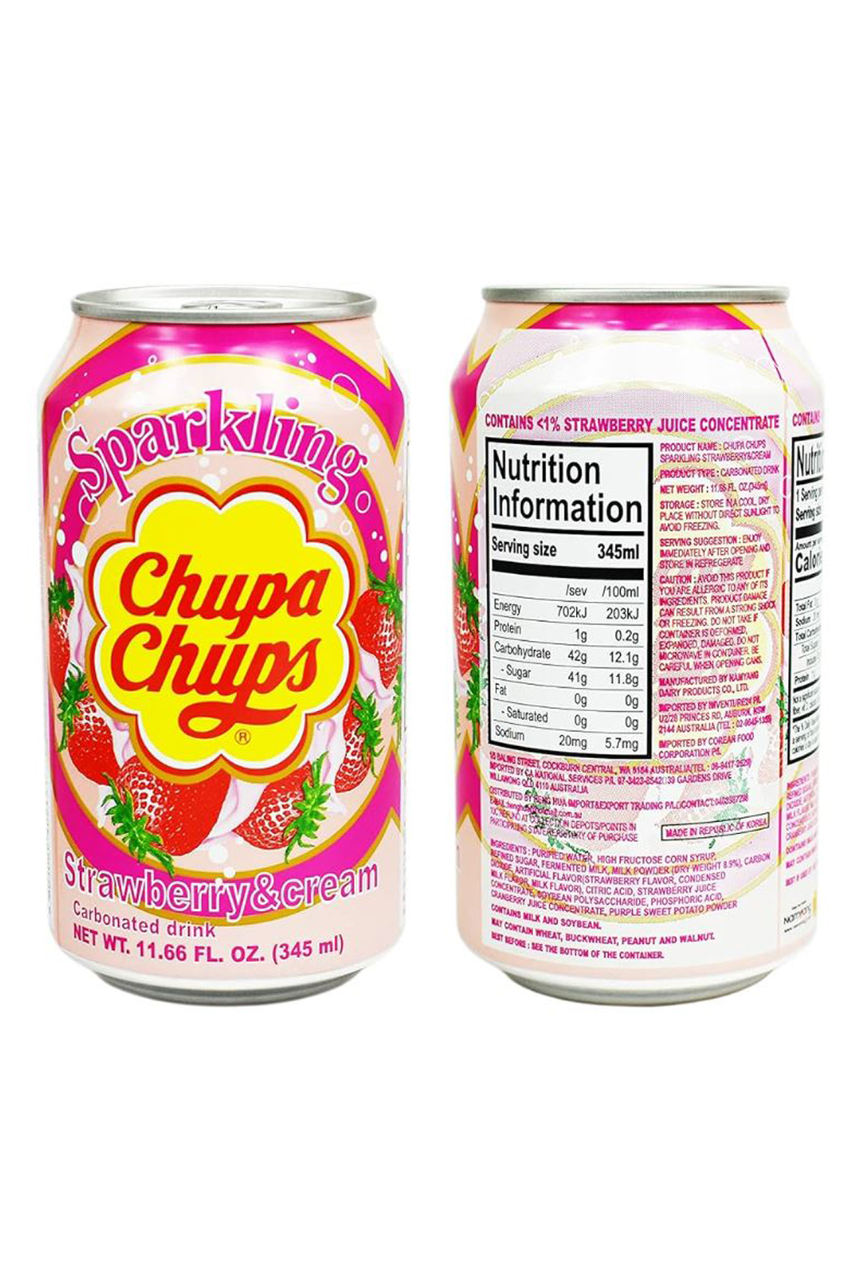 Chupa Chups Sparkli̇ng Strawberry & Cream Flavour 345 Ml