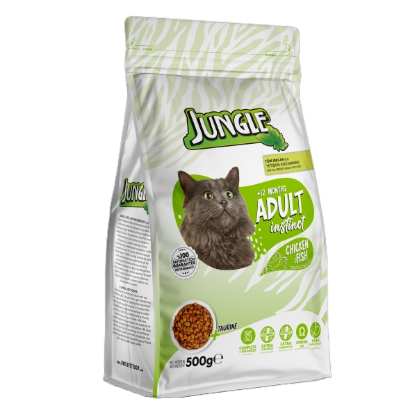 Jungle Kuru Kedi Maması Yetişkin Tavuk & Balık 500 Gr