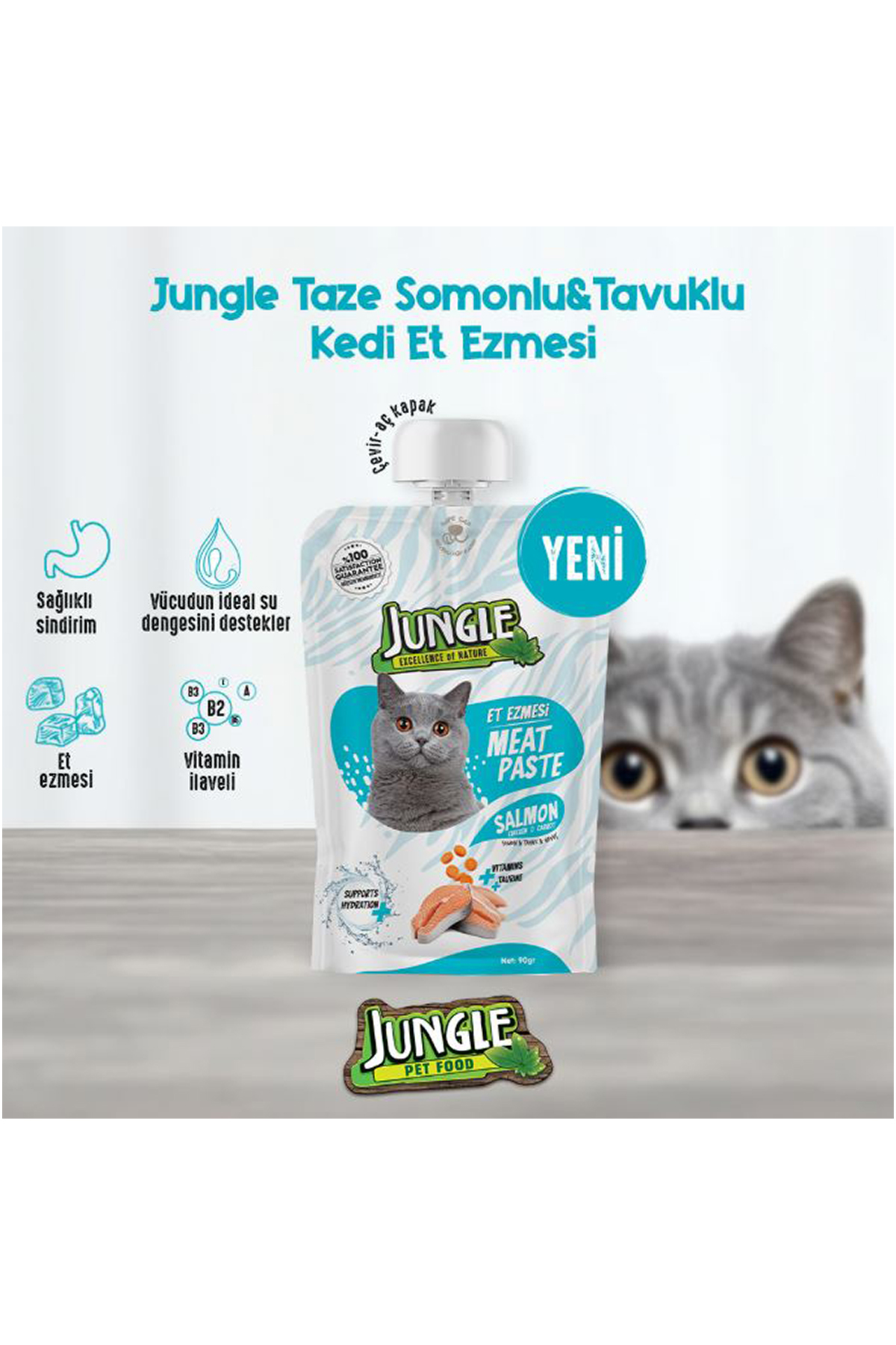 Jungle Meat Paste - Et Ezmesi Kedi Taze Somonlu & Tavuklu 90 Gr