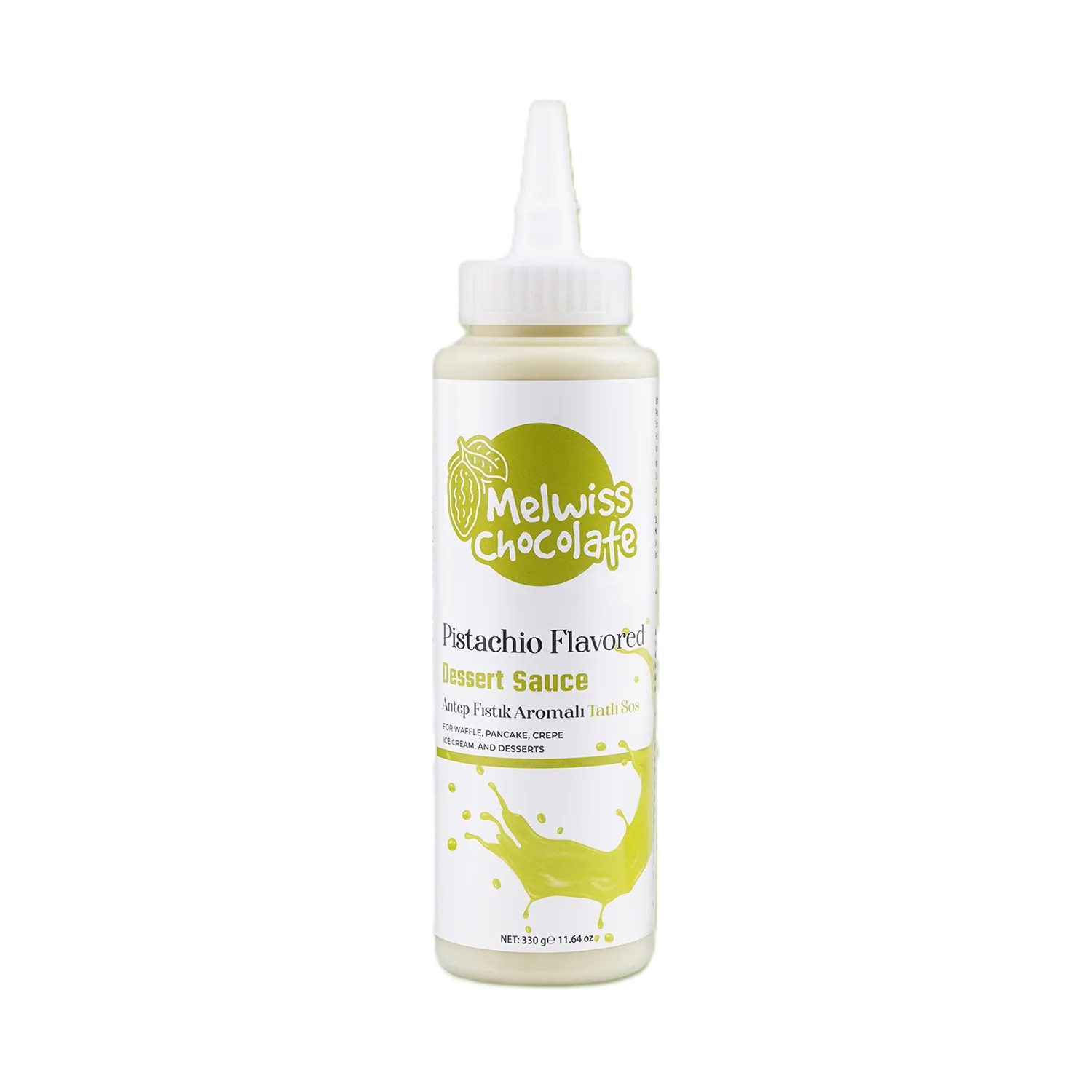 MELWİSS CHOCOLATE PİSTACHİO FLAVORED DESSERT SAUCE (ANTEP FISTIK AROMALI TATLI SOS) 330 GR
