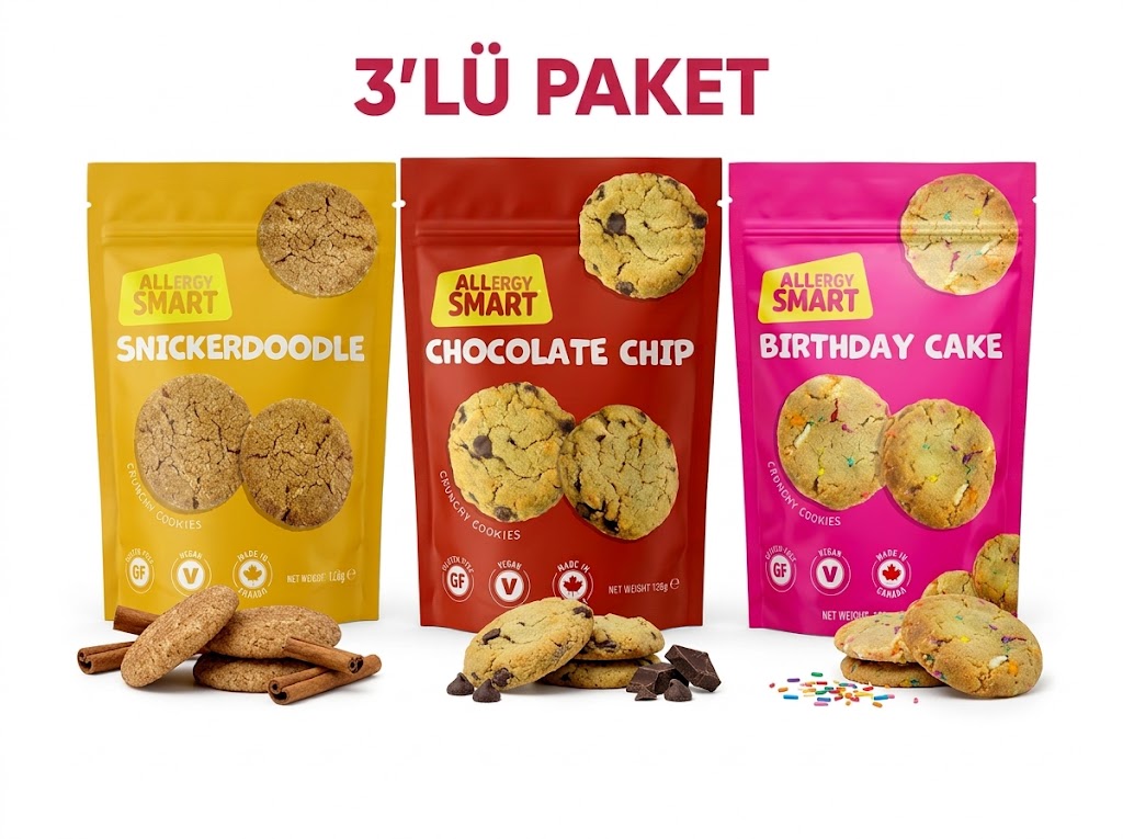 ALLERGY SMART GLUTENSİZ &amp; VEGAN ÇITIR KURABİYE 3'LÜ AVANTAJ PAKETİ (3 X 126 G)