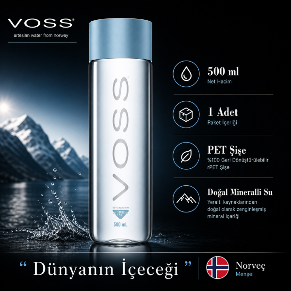 Voss Doğal Mineralli Su (Still / Gazsız) 500 ml PET Şişe