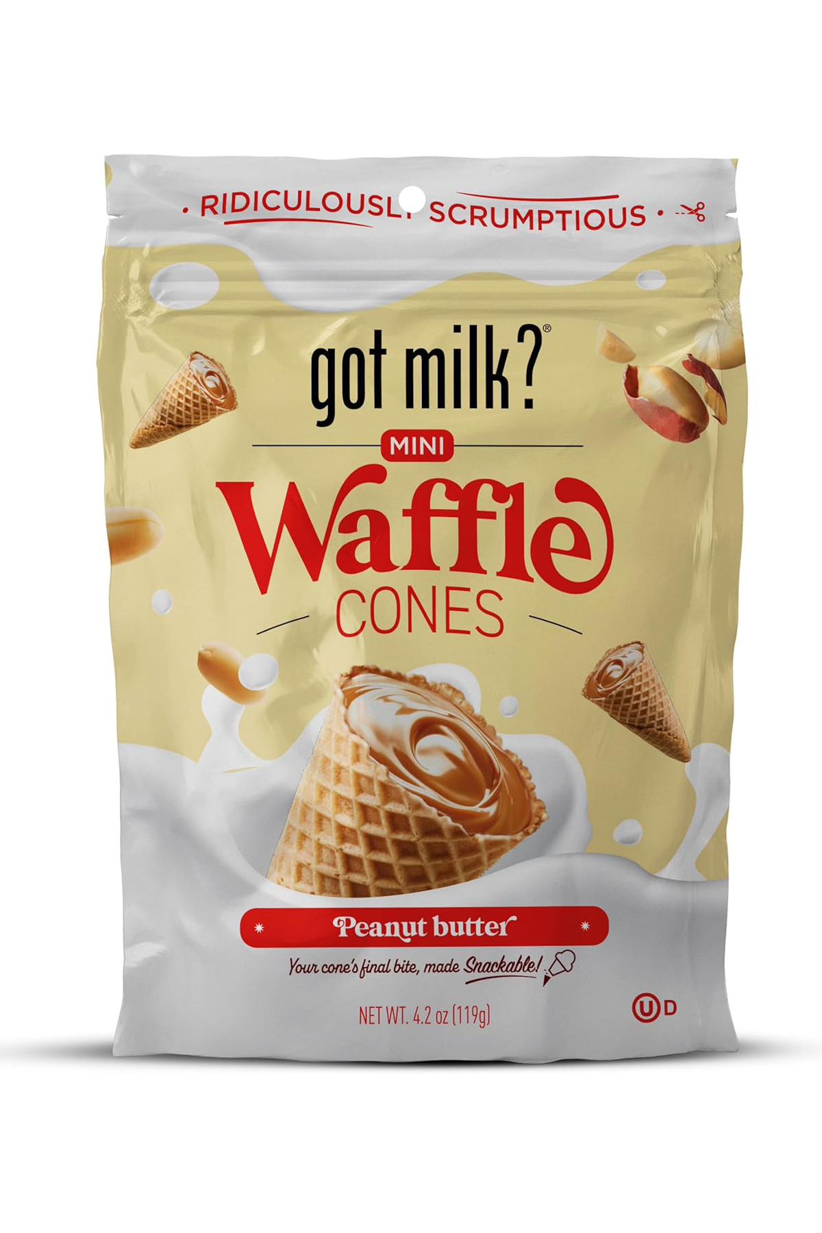 Got Milk Mini Waffle Cones Peanut Butter 119 gr