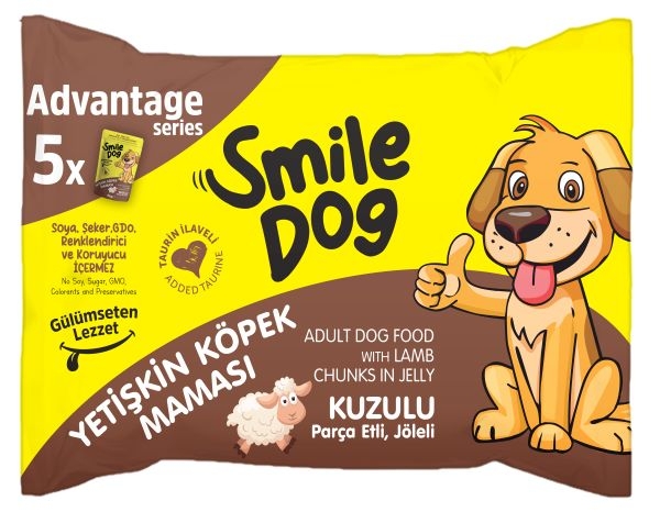 Smile Pouch Köpek Maması Yetişkin Kuzulu 85 Gr *5'Li Paket