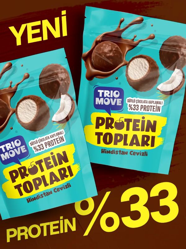 TRİO MOVE SÜTLÜ ÇİKOLATA KAPLI %33 PROTEİN TOPLARI HİNDİSTAN CEVİZİ 72 GR