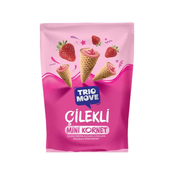 TRİO MOVE ÇİLEKLİ KREMALI MİNİ KORNET 55 GR