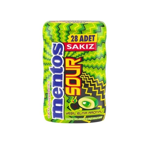 Mentos Sour Yeşil Elma Aromalı Draje Sakız 56 Gr