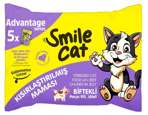 Smile Pouch Kedi Maması Kısır Biftekli 85 Gr *5'Li Paket