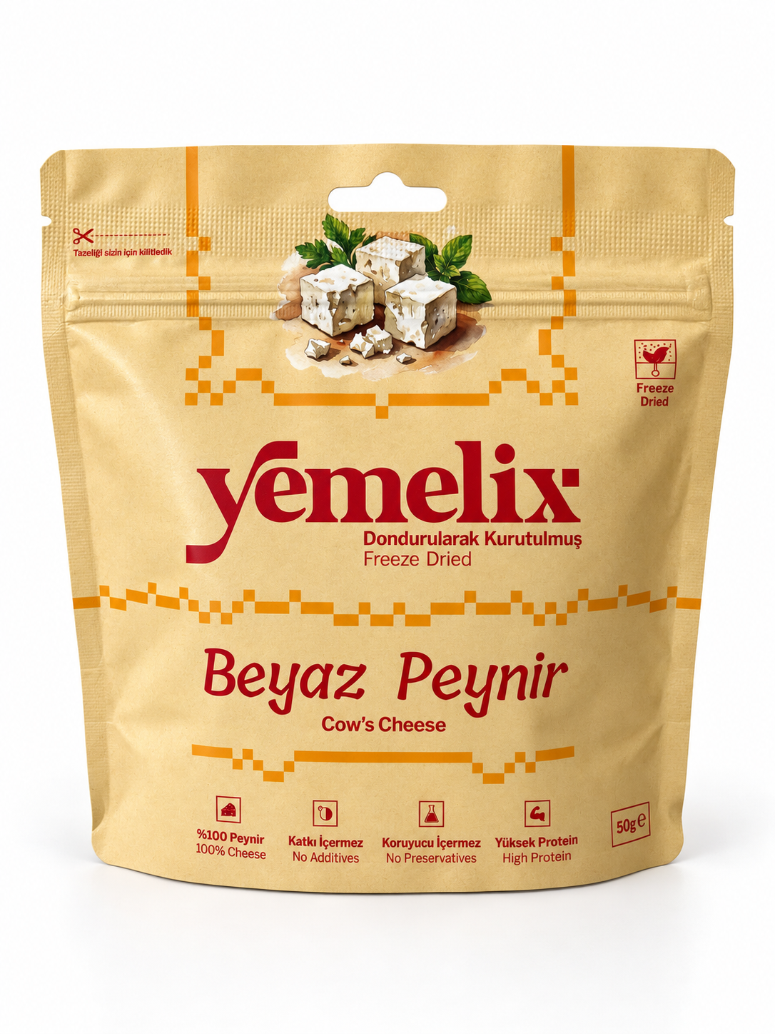 YEMELİX DONDURULARAK KURUTULMUŞ BEYAZ PEYNİR 50 GR