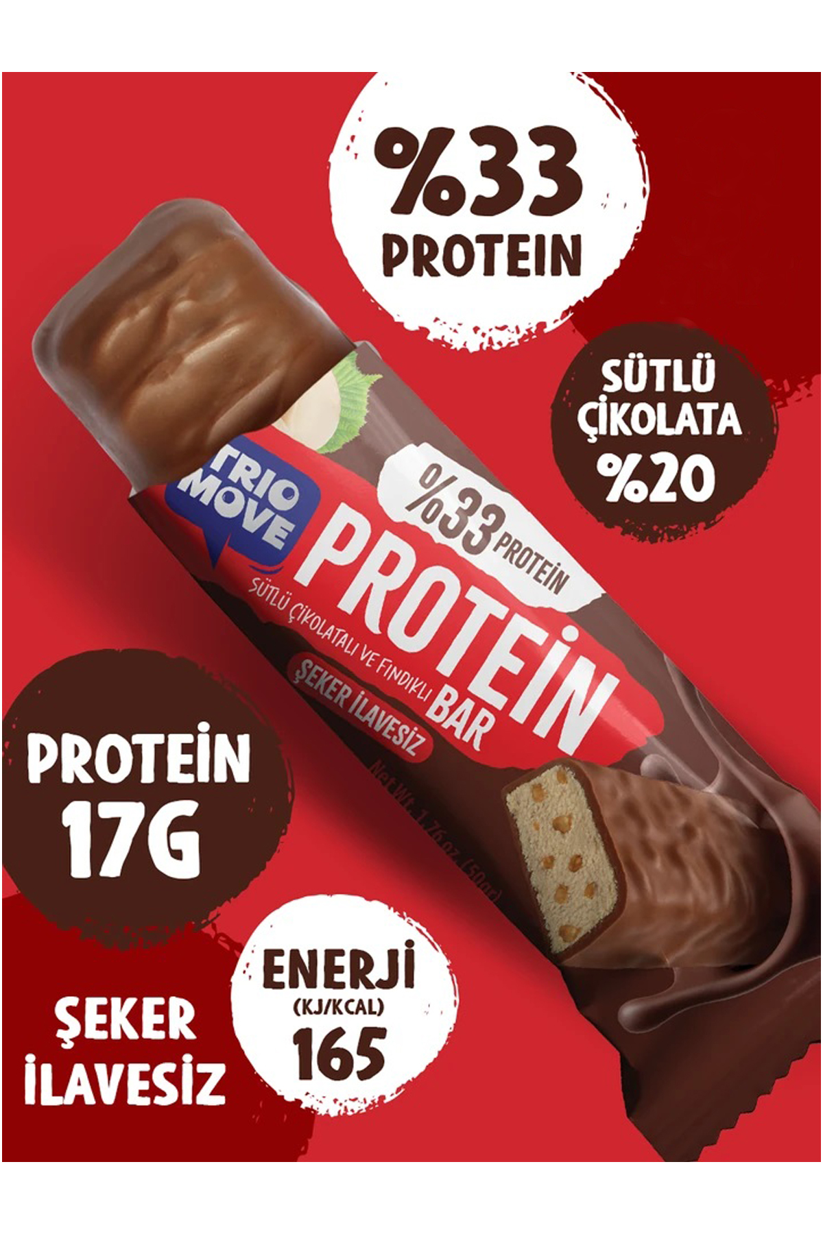 Trio Move %33 Protein Bar Fındıklı Ve Sütlü 50 Gr
