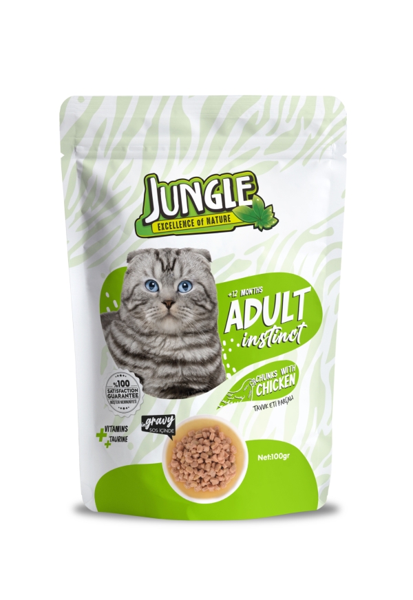 Jungle Pouch Kedi Maması Yetişkin Tavuk Parçalı 100 Gr